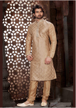 Golden Color Silk Kurta Set